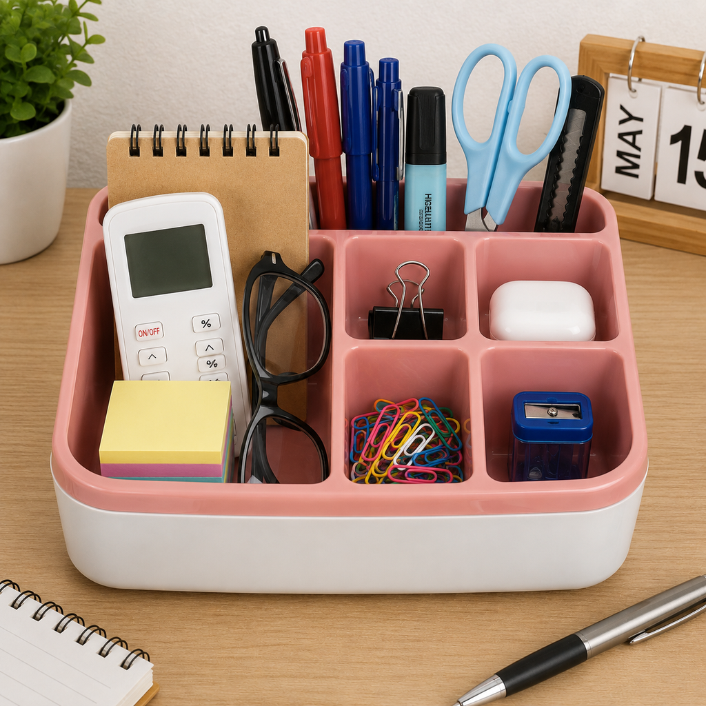 Pink Multi-Compartment Table Organizer (YM802)