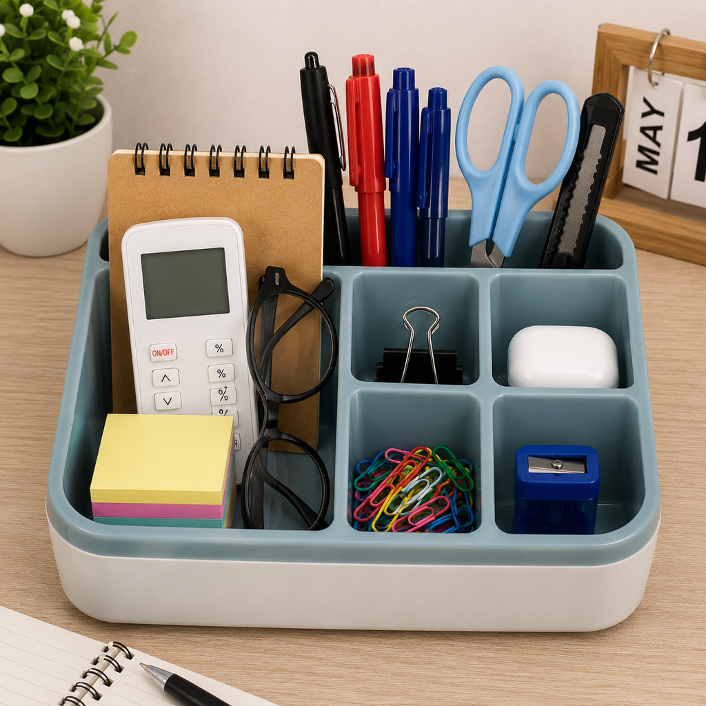 Blue Multi-Compartment Table Organizer (YM802)