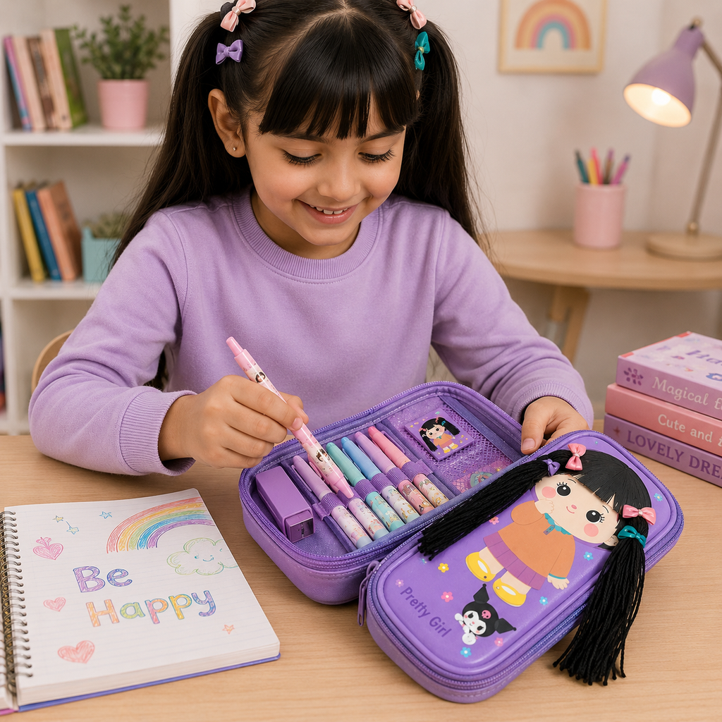 Pretty Girl Blue 3D Cartoon Pencil Case (YM818)