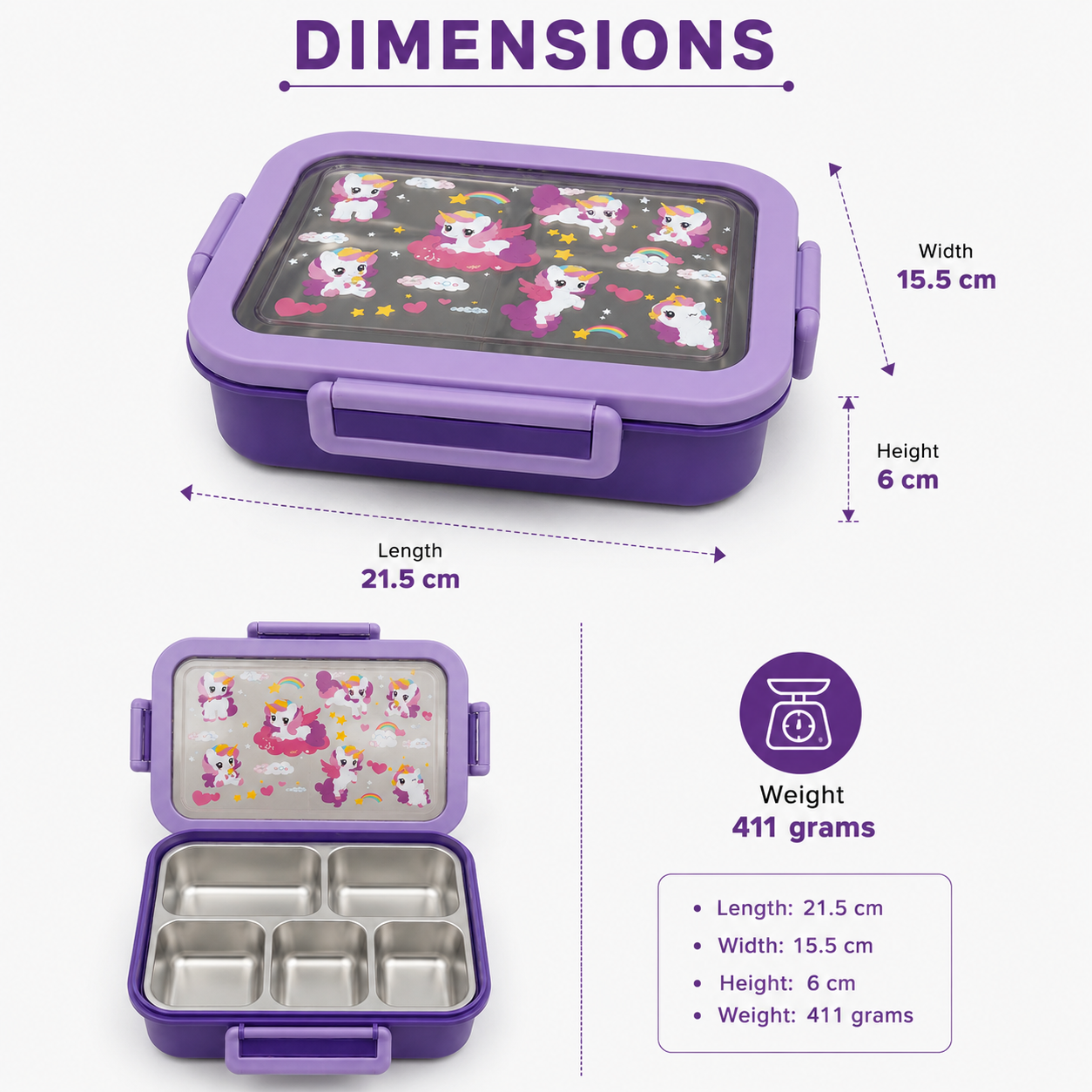 Purple Bento Meal Container for School & Office Use (YM694)