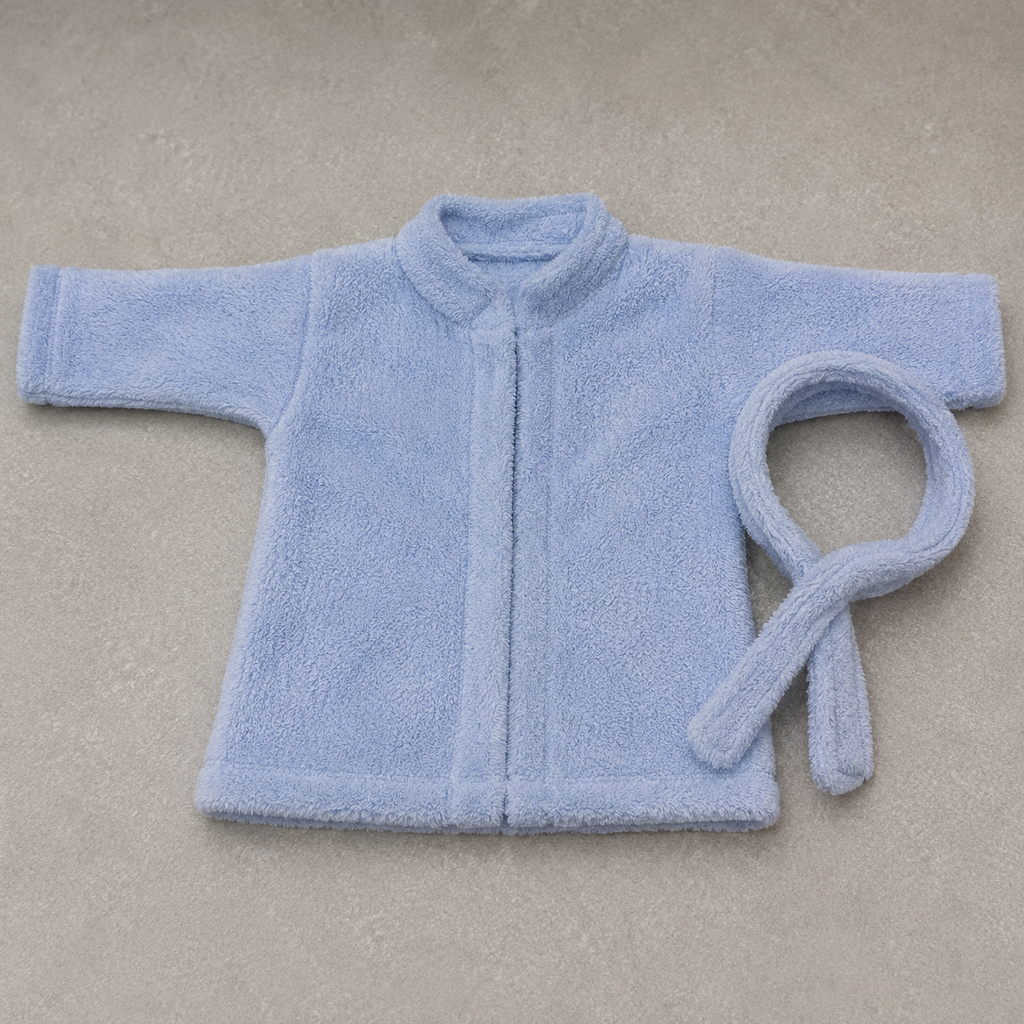 Baby Blue Plush Fleece Bathrobe with Belt (YM752)
