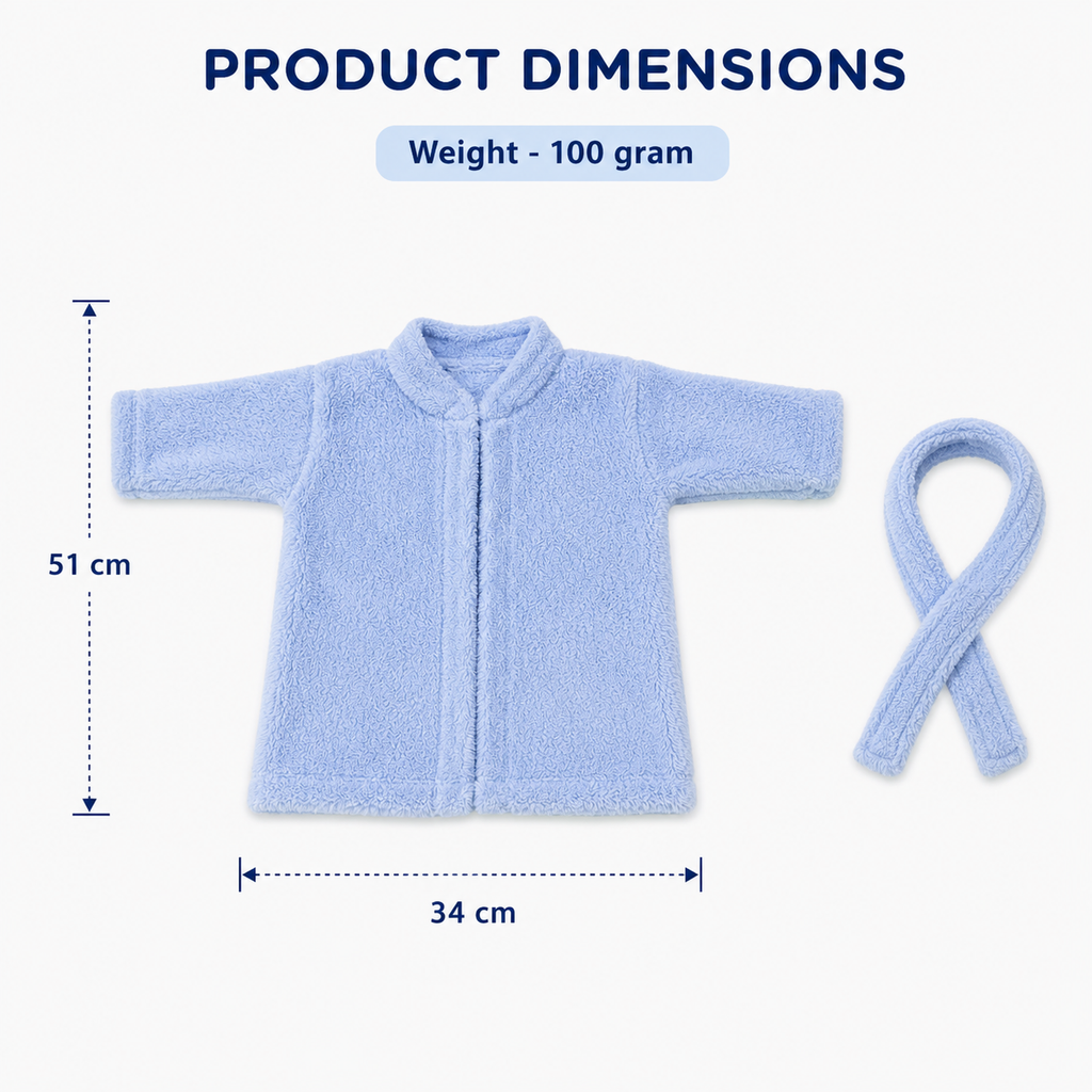 Baby Blue Plush Fleece Bathrobe with Belt (YM752)