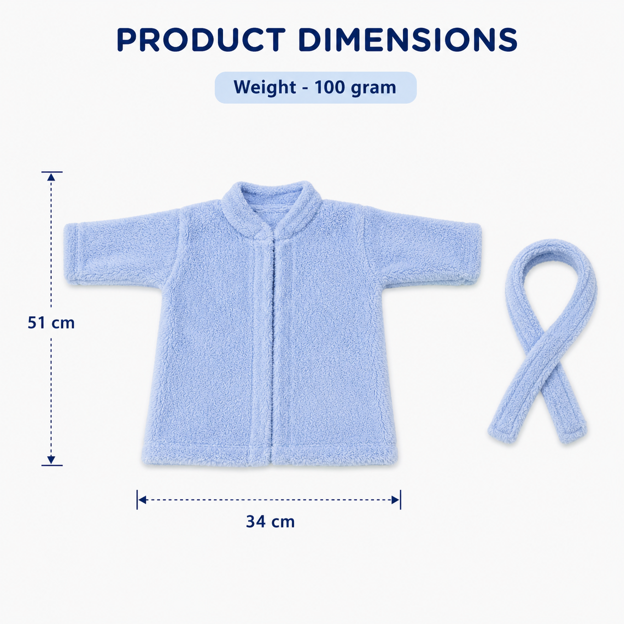 Baby Blue Plush Fleece Bathrobe with Belt (YM752)