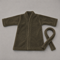 Grey Plush Fleece Bathrobe with Belt (YM752)