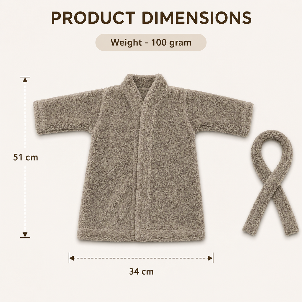 Light Grey Plush Fleece Bathrobe with Belt (YM752)