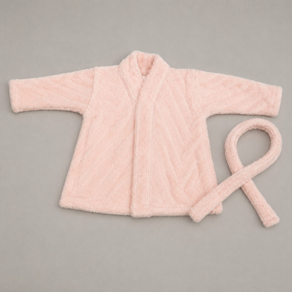 Pink Plush Fleece Bathrobe with Belt (YM752)
