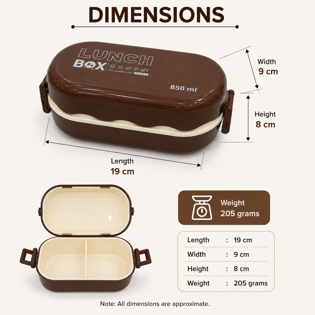 Brown Double Compartment Lunch Box (YM690)