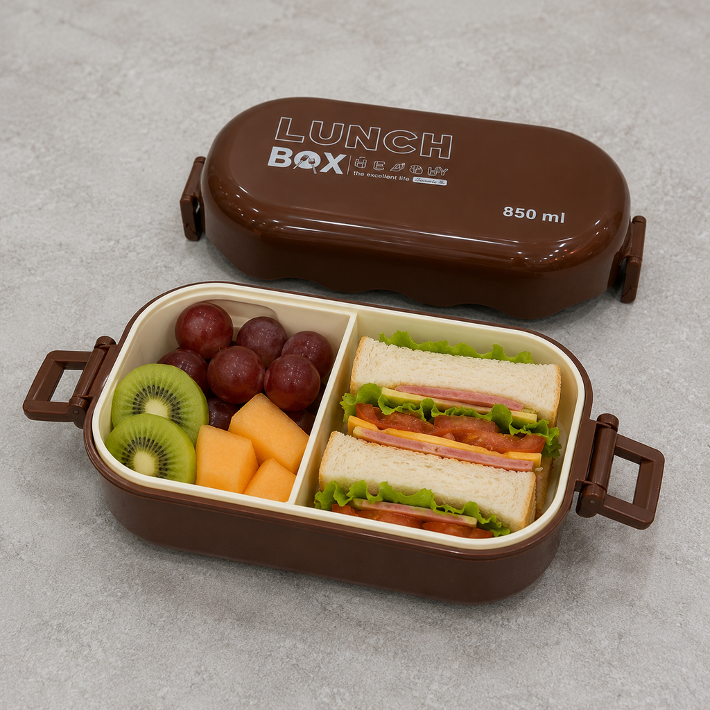Brown Double Compartment Lunch Box (YM690)