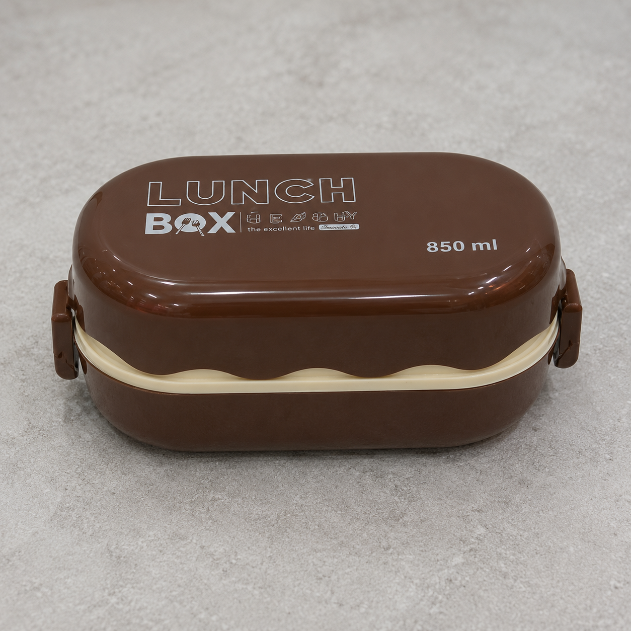 Brown Double Compartment Lunch Box (YM690)