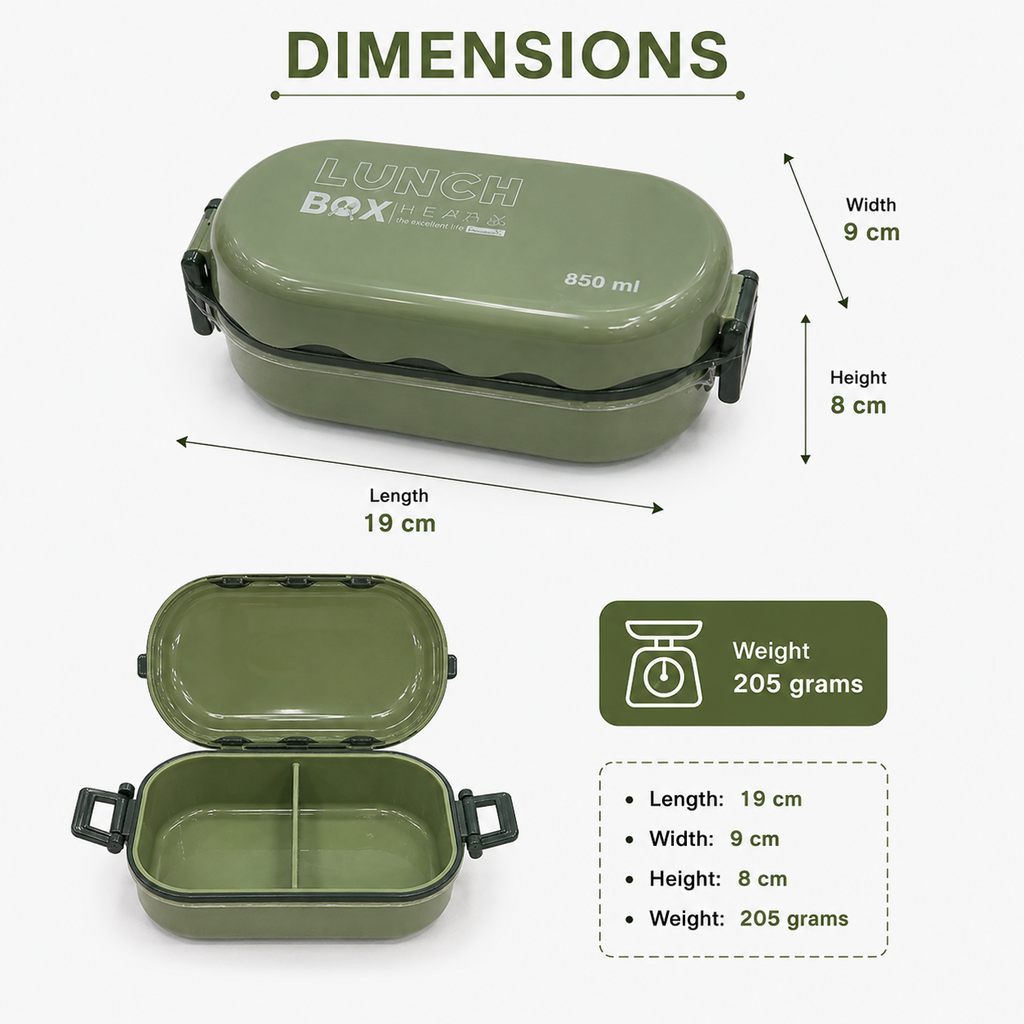 Green Double Compartment Lunch Box (YM690)
