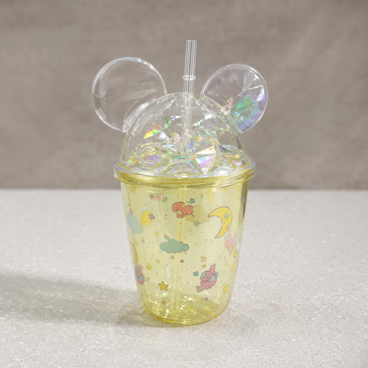 Yellow Glitter Mouse Ear Tumbler Cup (YM645)