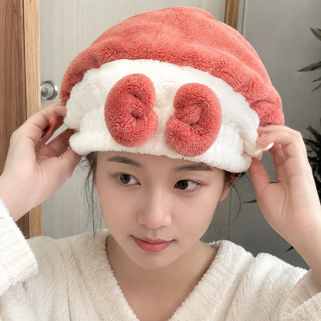 Red Plush Santa Ear Fleece Winter Hat (YM375)