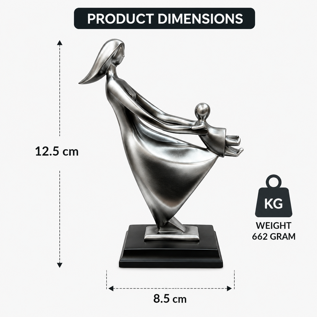 Silver Mother & Child Abstract Sculpture (YM2320)