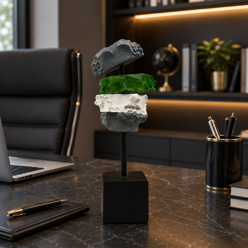 Modern Abstract Stacked Crystal Rock Sculpture (YM2313)