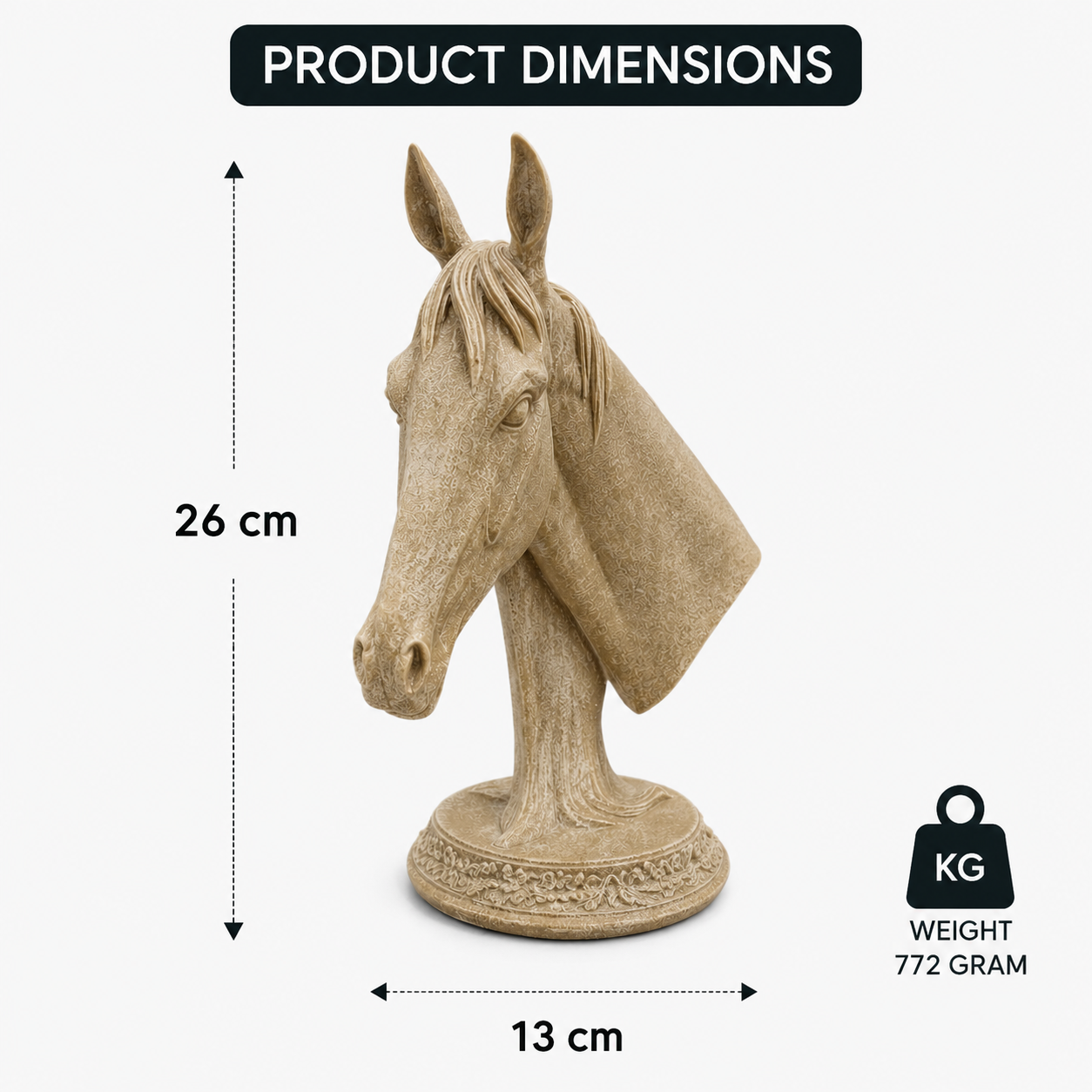 Classic Beige Horse Head Bust Sculpture (YM2307)