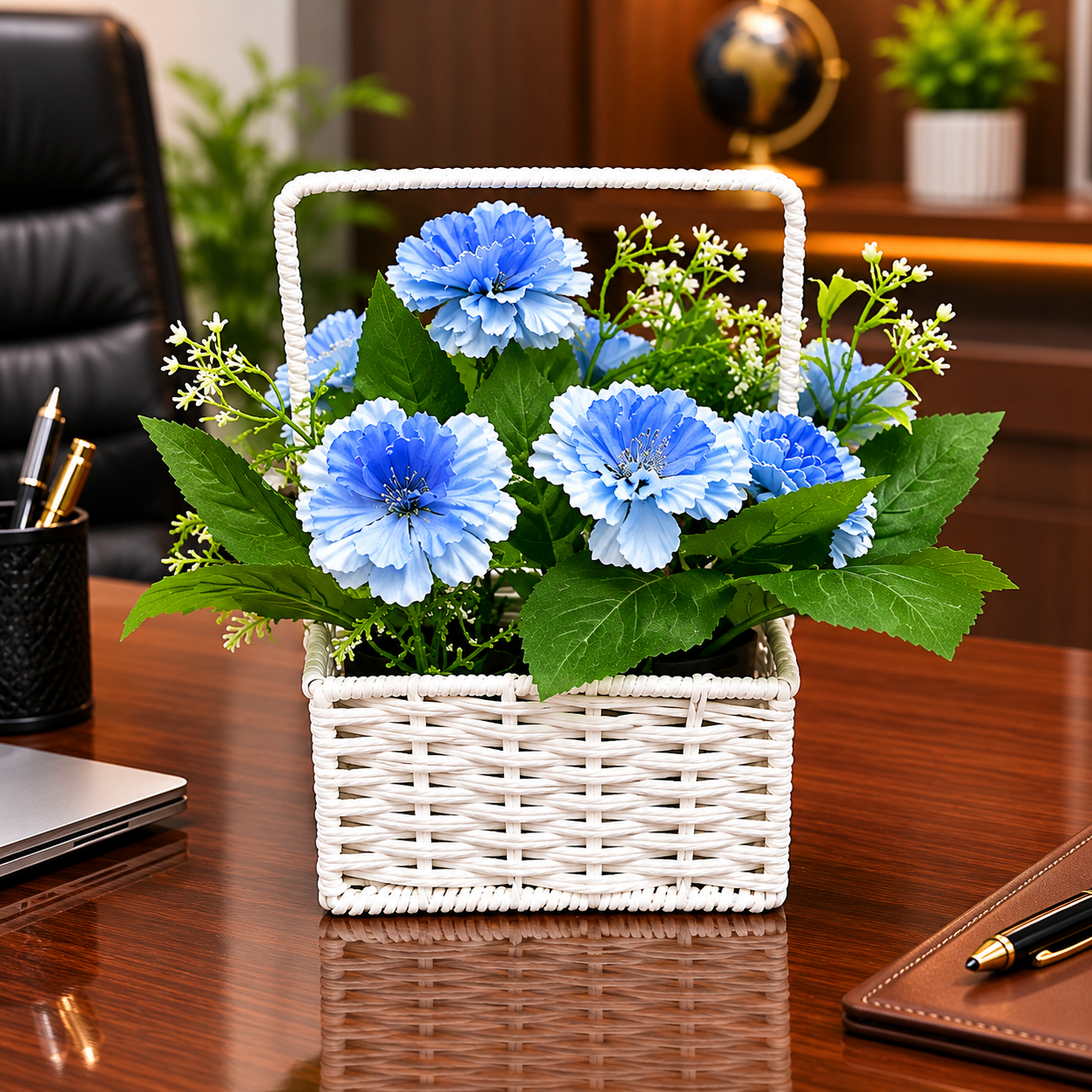 Artificial Blue Flower Basket (YM2257)
