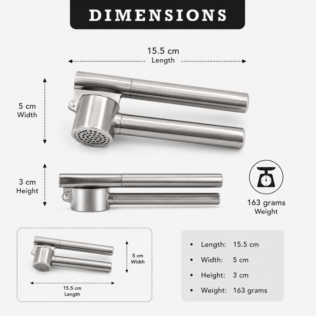 Premium Stainless Steel Garlic Press (YM1079)
