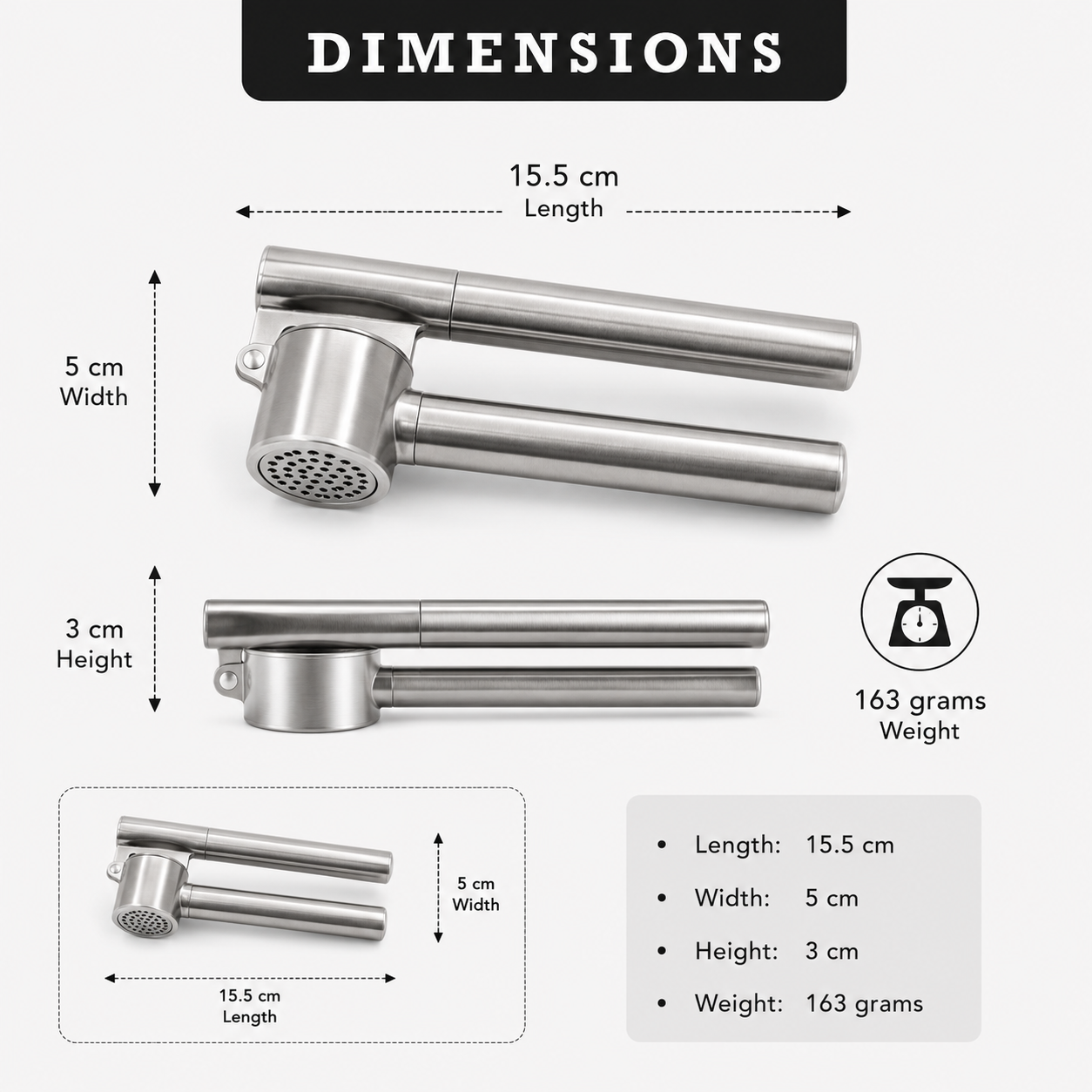 Premium Stainless Steel Garlic Press (YM1079)