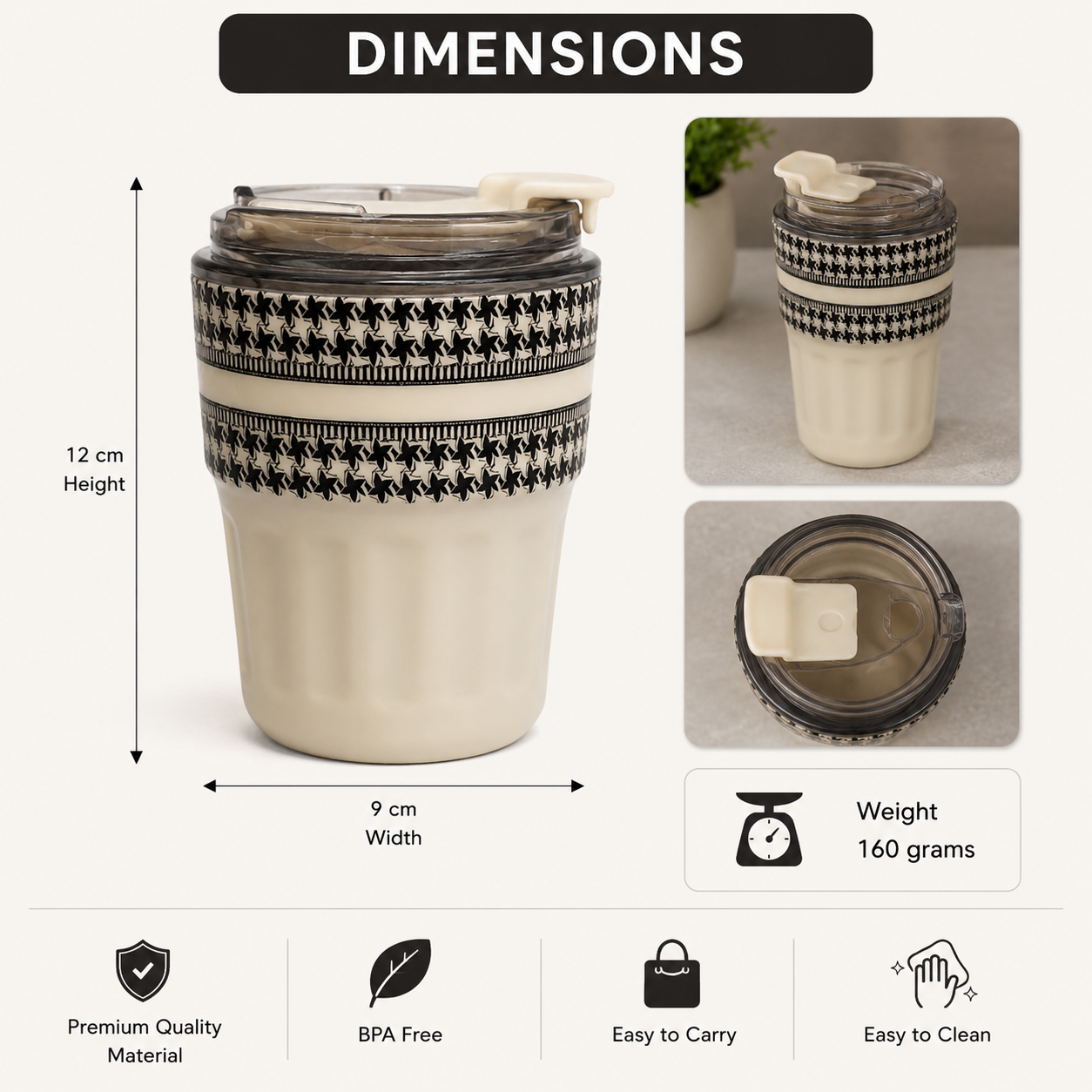 Vacuum Insulated White Coffee Tumbler Bottle 290ML (YM1525)