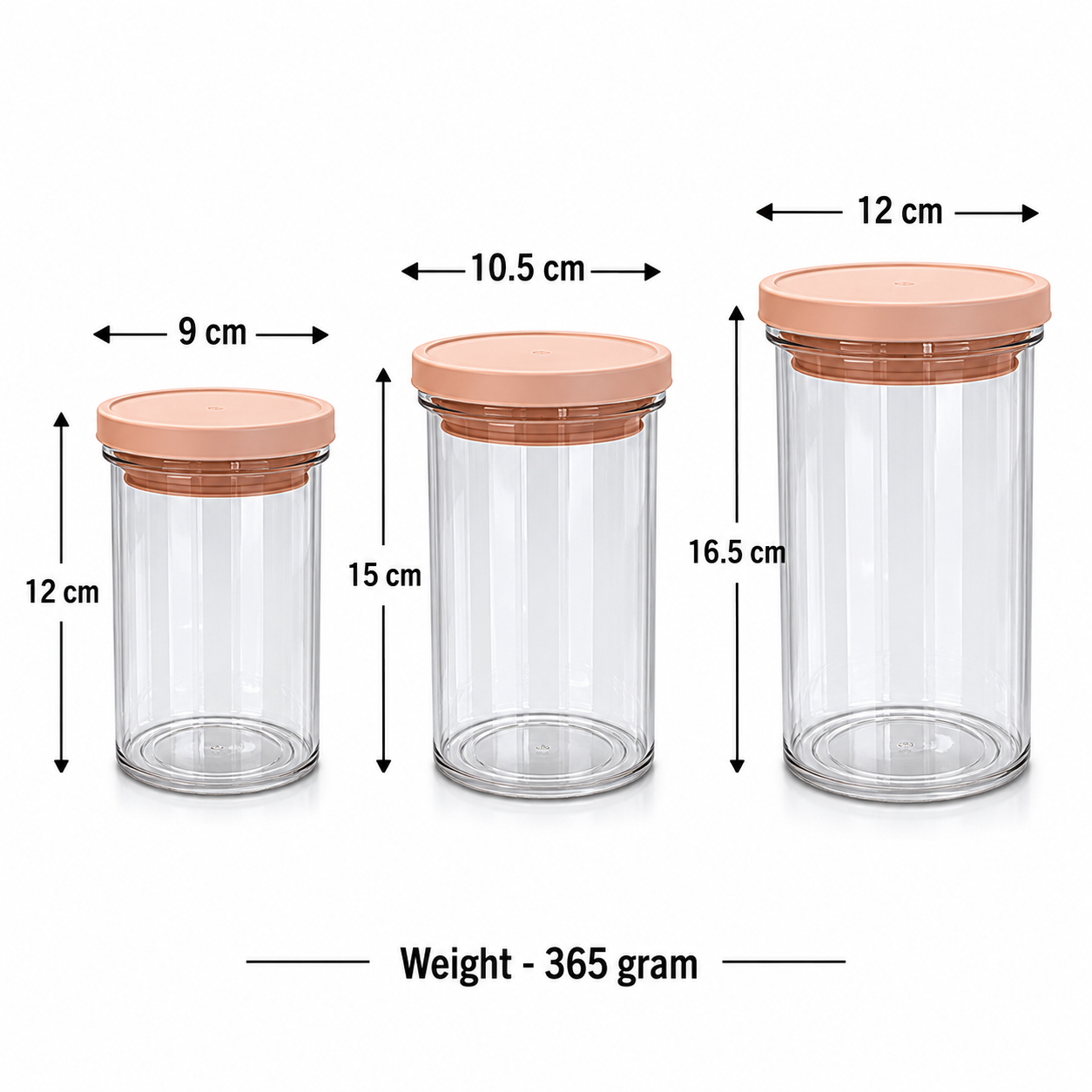 Set of 3 Glass Storage Jars with Pink Lids (YM2685)