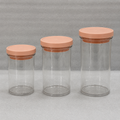 Set of 3 Glass Storage Jars with Pink Lids (YM2685)