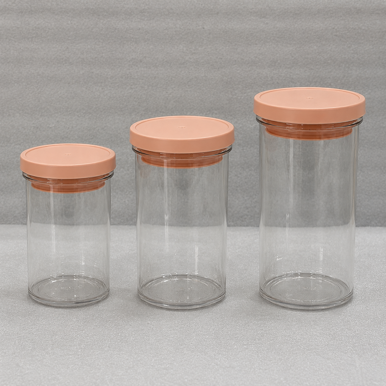 Set of 3 Glass Storage Jars with Pink Lids (YM2685)