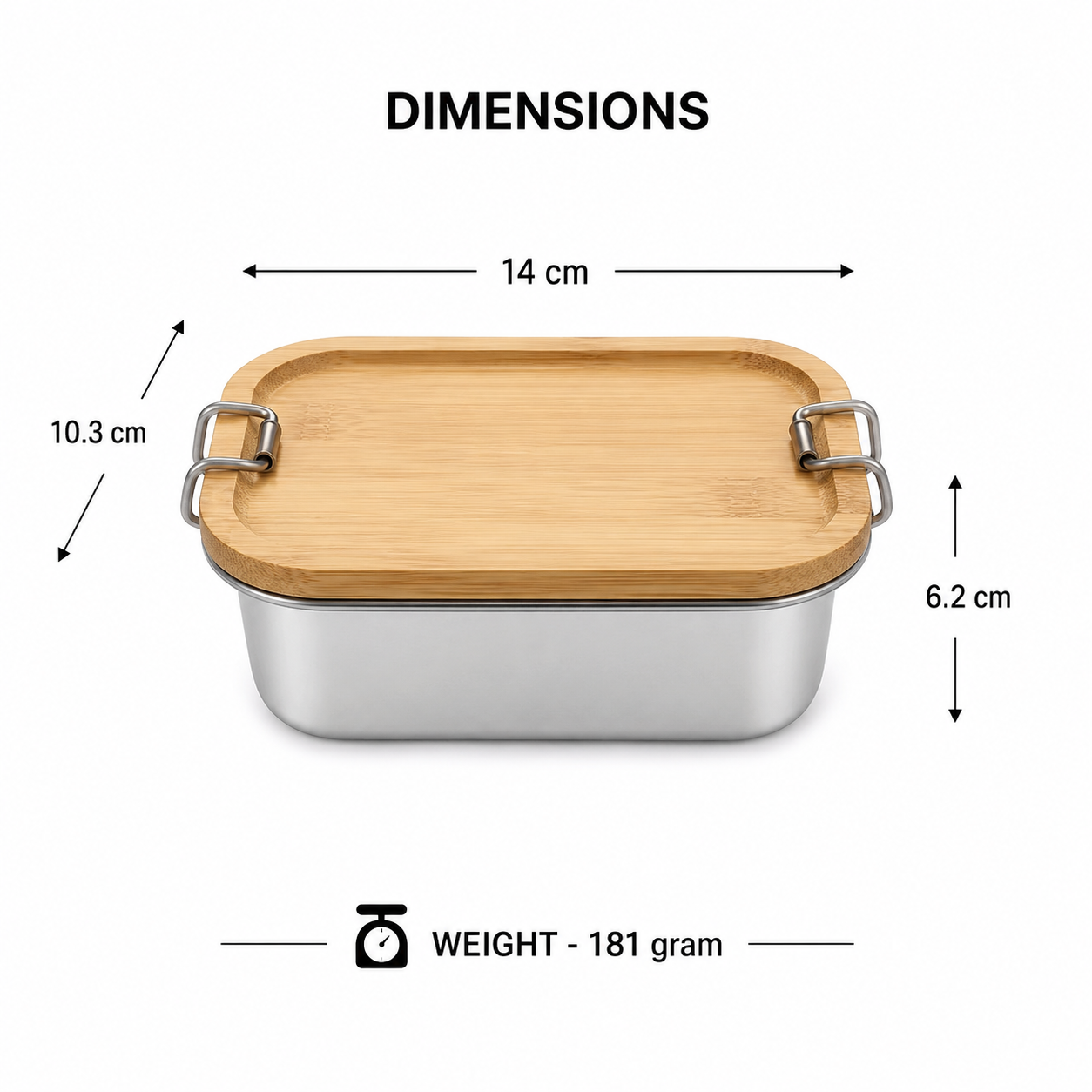 Stainless Steel Lunch Box with Bamboo Lid (YM2144)