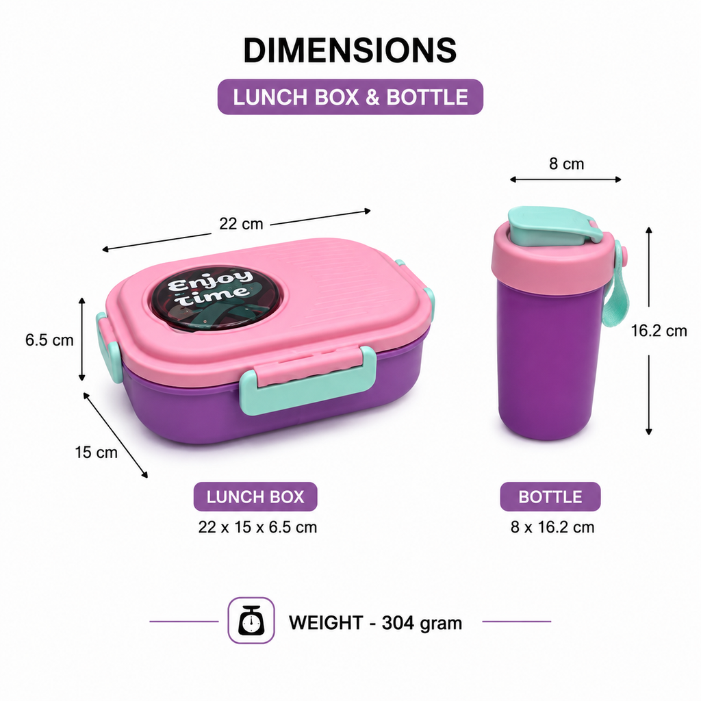 Purple, Pink Kids Lunch Box & Water Bottle Set (YM2504)