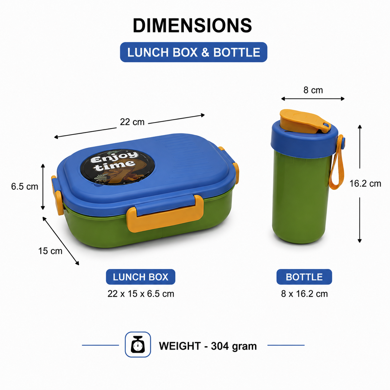 Green, Blue Kids Lunch Box & Water Bottle Set (YM2504)