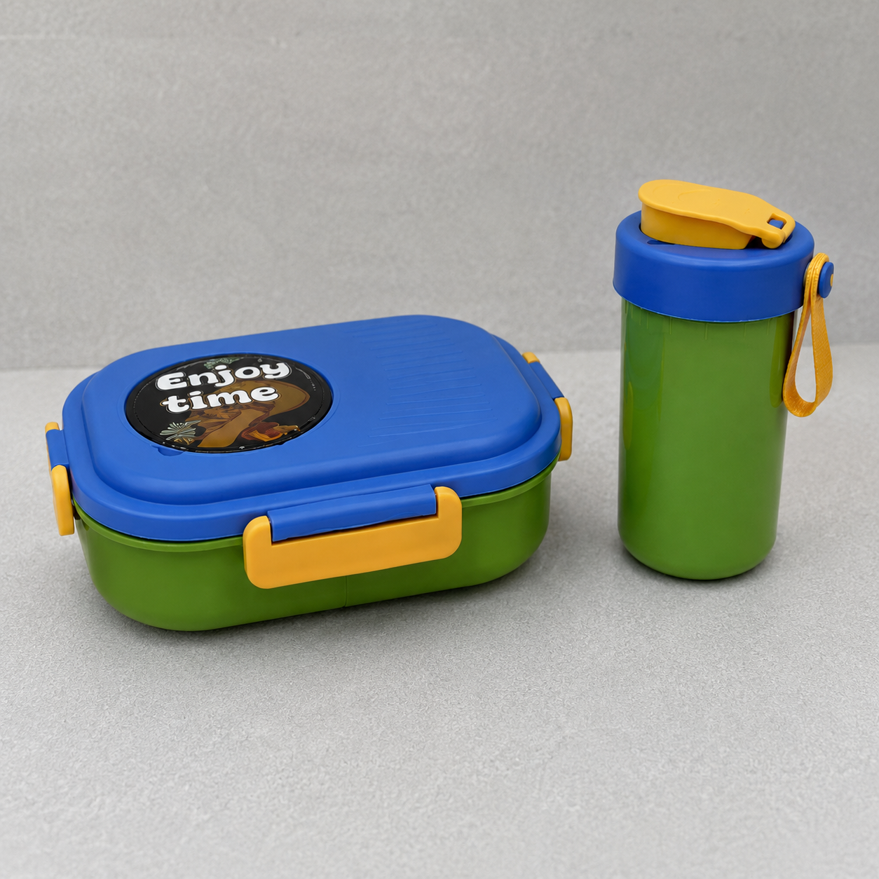 Green, Blue Kids Lunch Box & Water Bottle Set (YM2504)