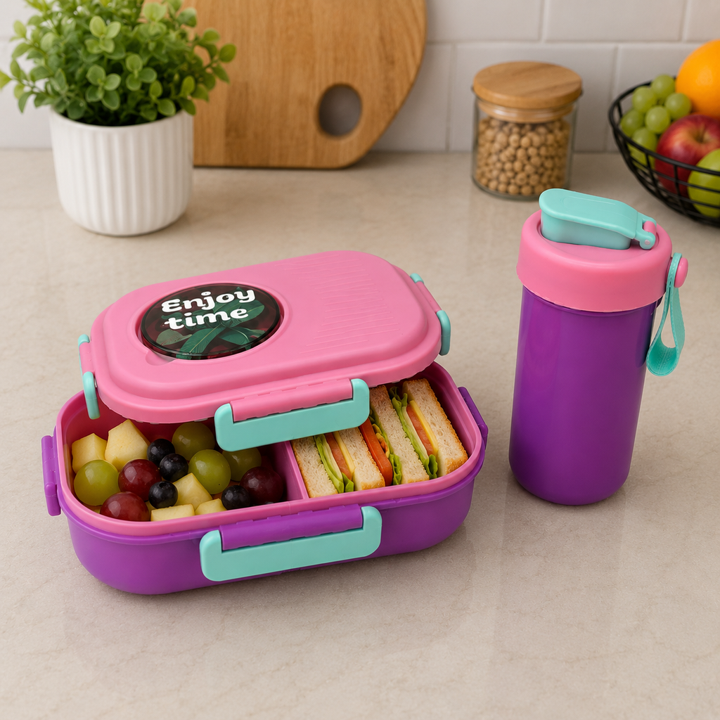 Purple, Pink Kids Lunch Box & Water Bottle Set (YM2504)