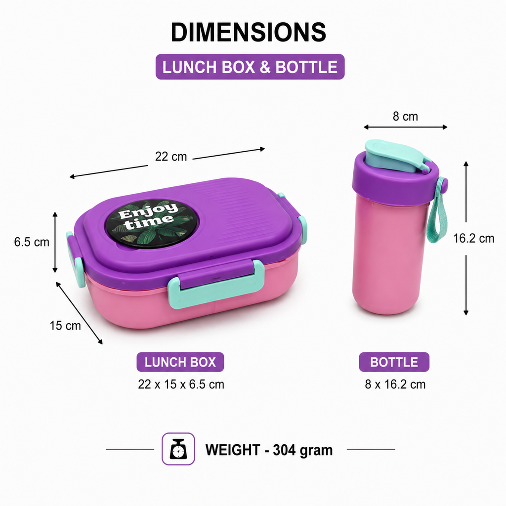 Pink, Purple Kids Lunch Box & Water Bottle Set (YM2504)