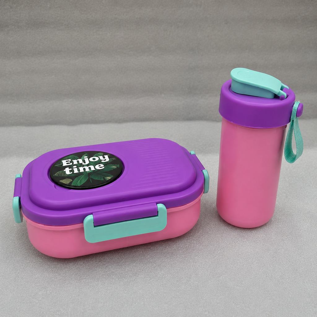 Pink, Purple Kids Lunch Box & Water Bottle Set (YM2504)