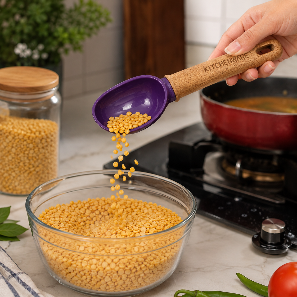 Premium Kitchen Scoop Tool with Wooden Handle (YM1482)