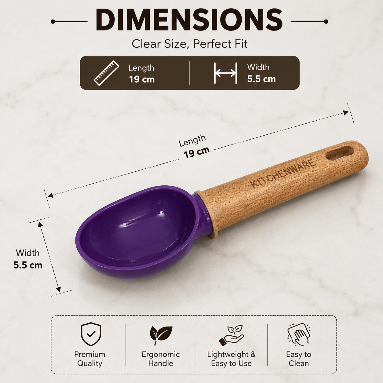 Premium Kitchen Scoop Tool with Wooden Handle (YM1482)