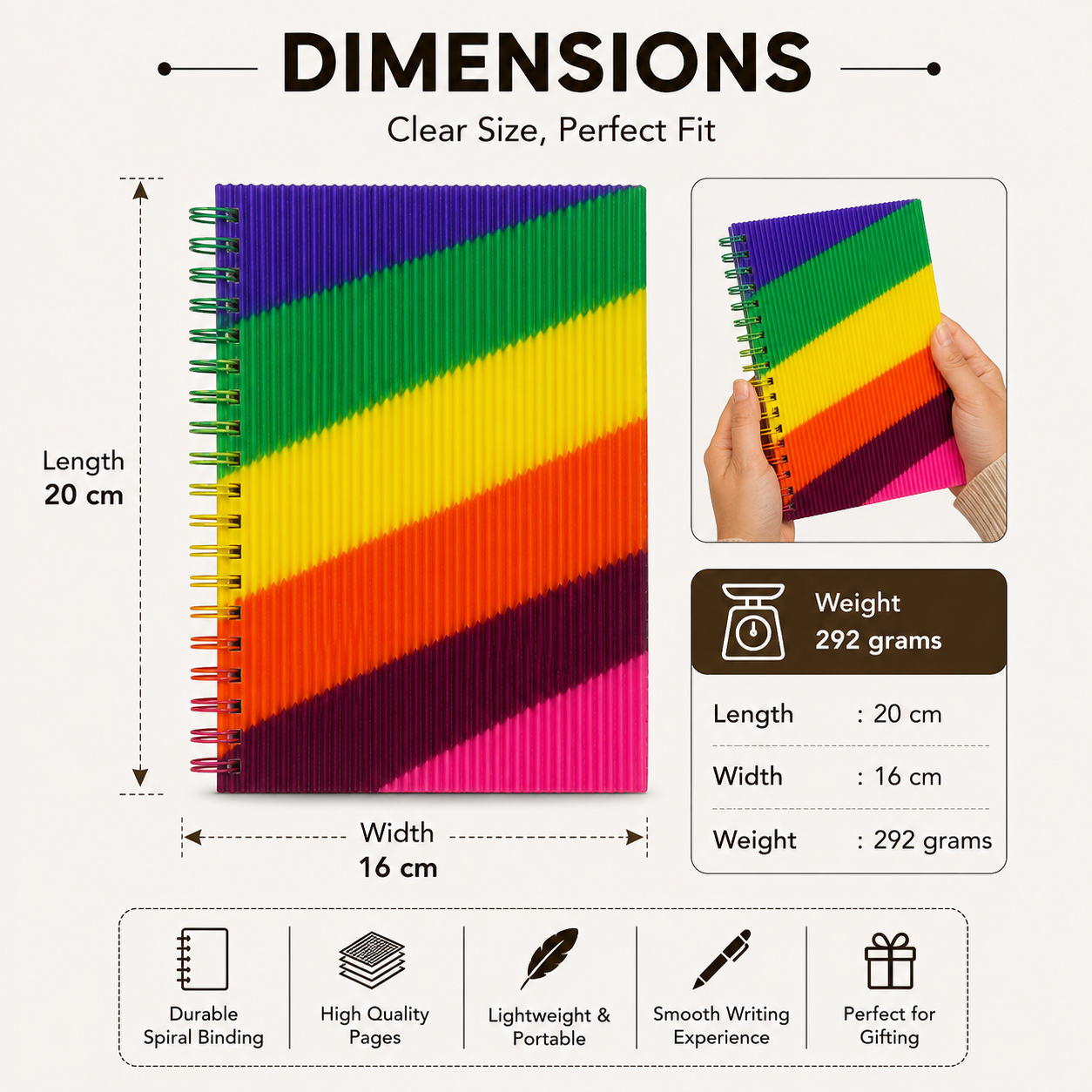 Premium Rainbow Spiral Notepad (YM1419)