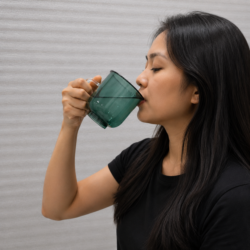 Green Glass Mug with handle (YM1683)