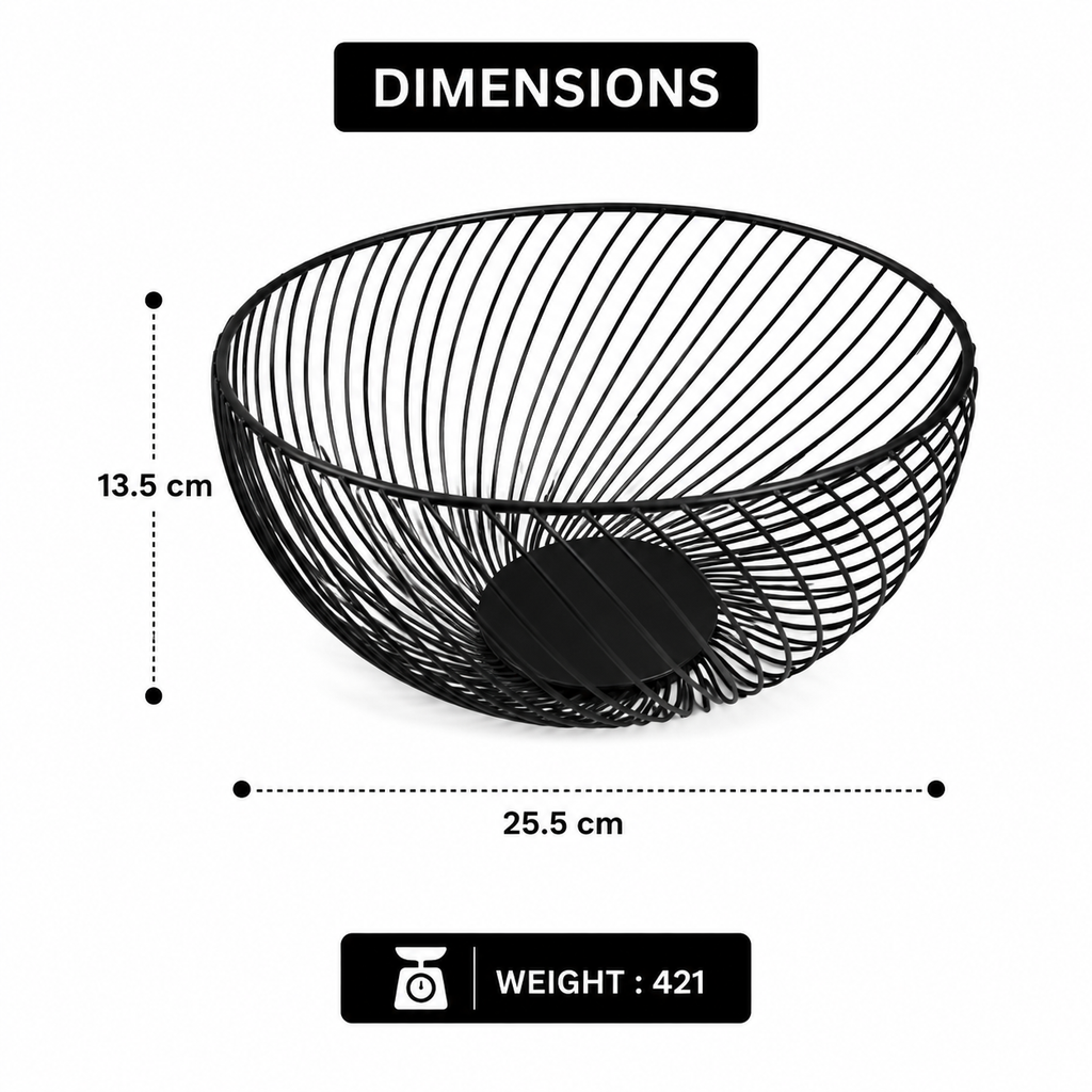 Modern Black Wire Fruit Basket (YM1022)