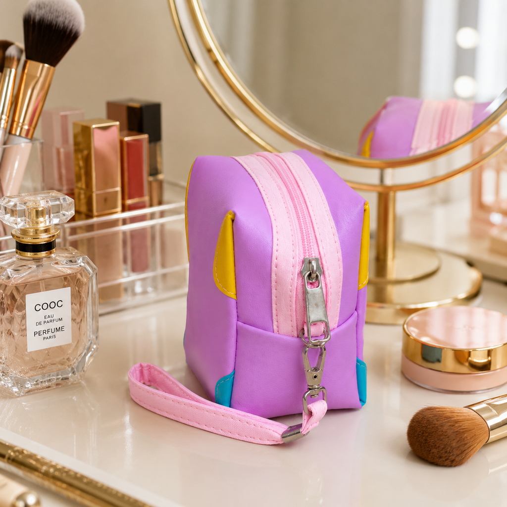 Vibrant Mini Purple Makeup Bag with Wrist Strap (YM1908)