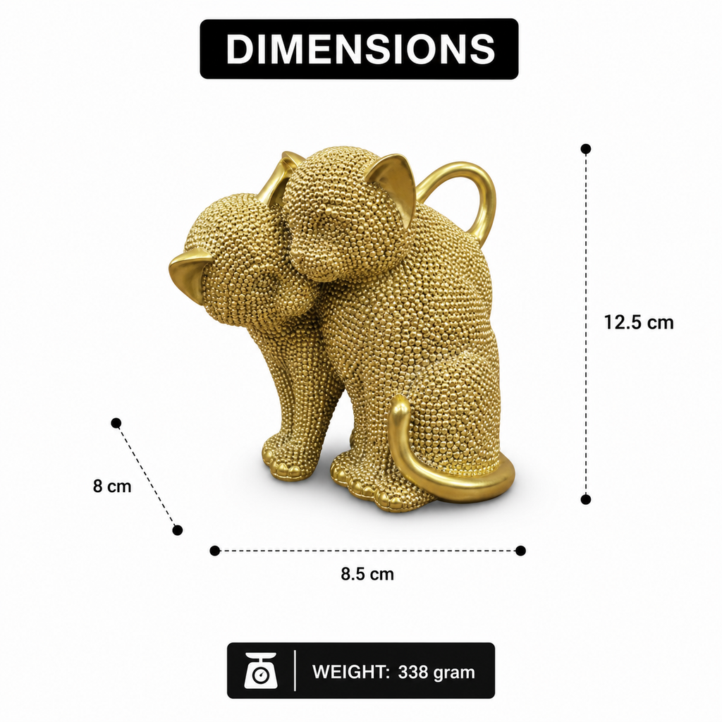 Golden Textured Cat Couple Figurine Sculpture (YM2298)