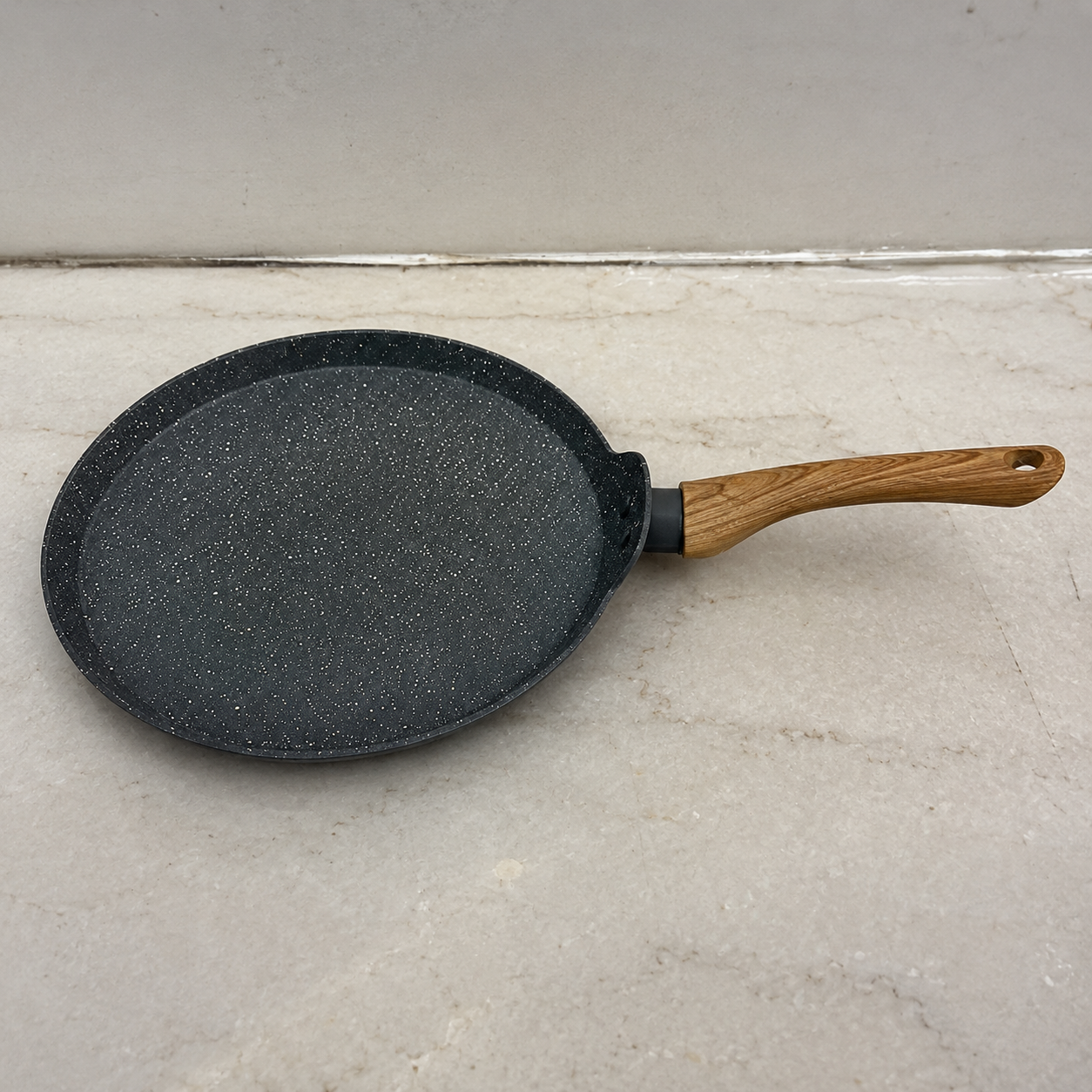 Grey Maifan Stone Cookware Pan with Wooden Handle (YM1311)