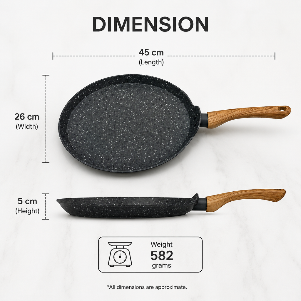 Grey Maifan Stone Cookware Pan with Wooden Handle (YM1311)