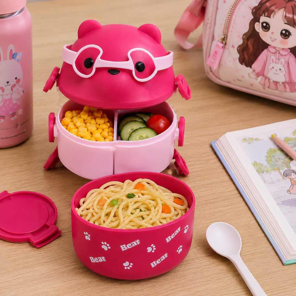 Cute Pink Cat Face Kids Lunch Jar (YM515)
