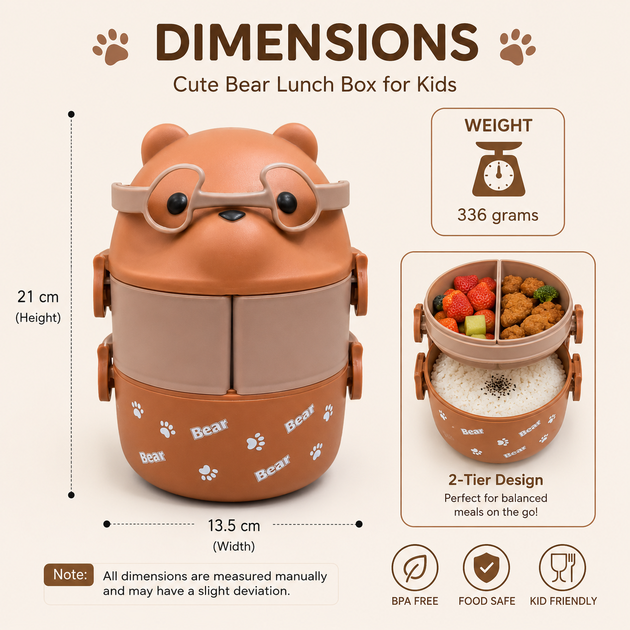 Cute Brown Cat Face Kids Lunch Jar (YM515)