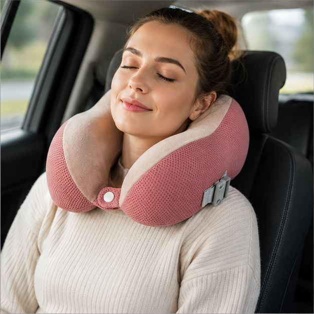 Soft Pink Neck Pillow for Travel & Relaxation (YM1855)