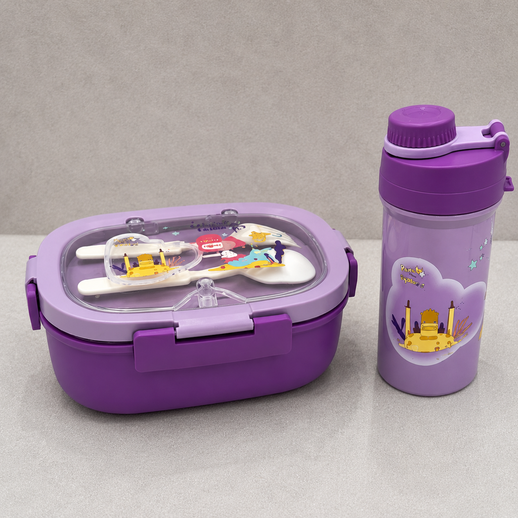 Kids Purple Lunch Box with Water Bottle Set (YM2507)