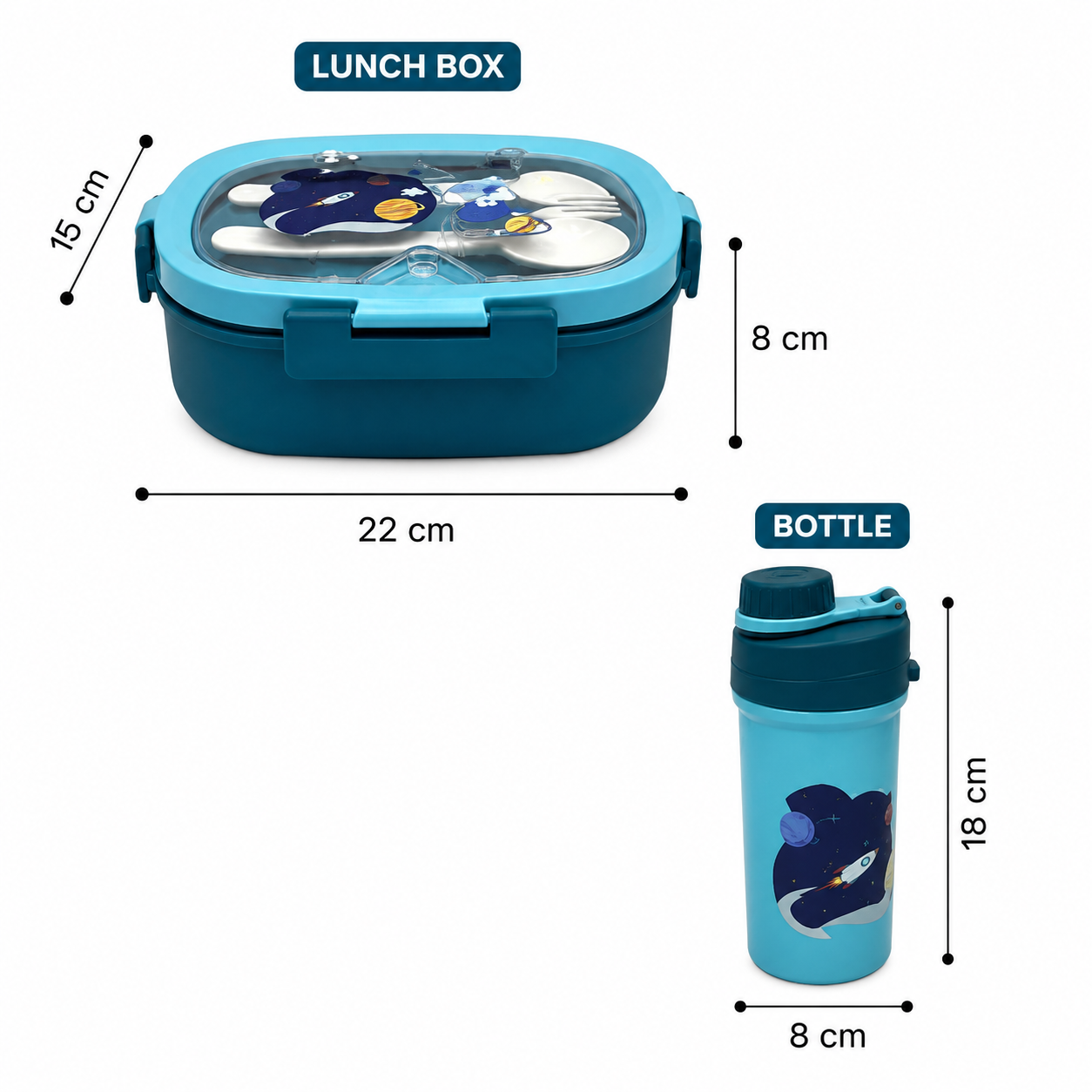 Kids Blue Lunch Box with Water Bottle Set (YM2507)