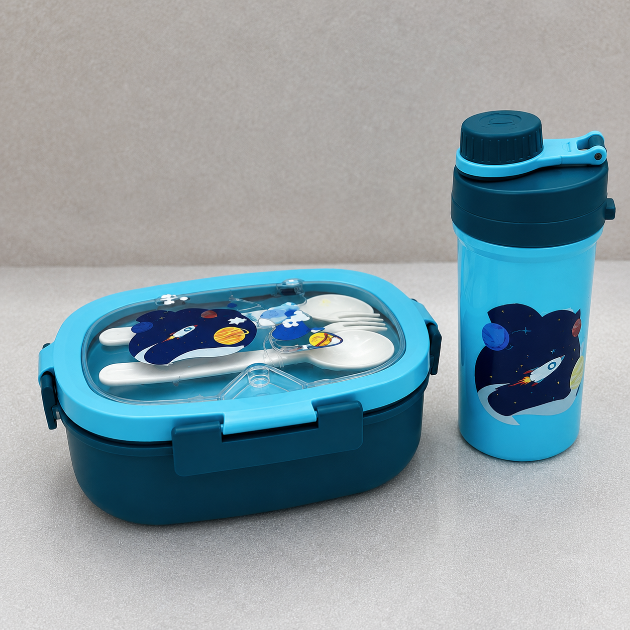 Kids Blue Lunch Box with Water Bottle Set (YM2507)