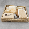 Luxury Beige Bath Gift Set in Woven Basket (YM748)