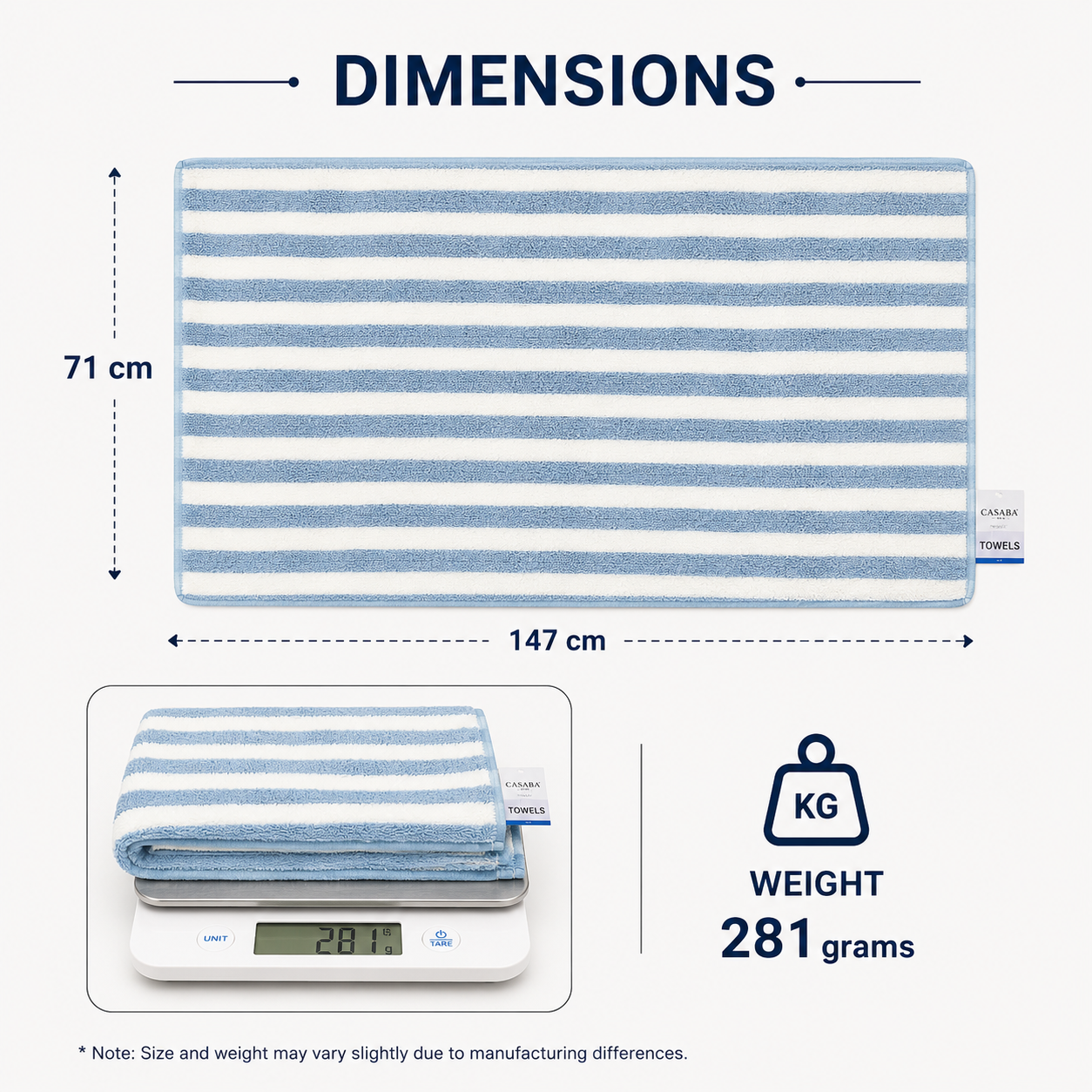 Blue & White Striped Bath Towel (YM2638)
